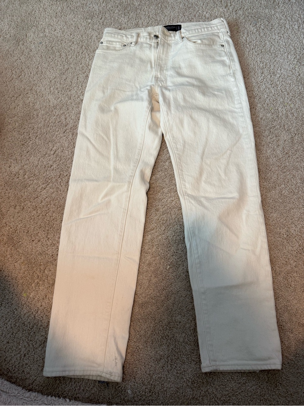 Abercrombie & Fitch Men's Off-White Straight Jeans 31x32